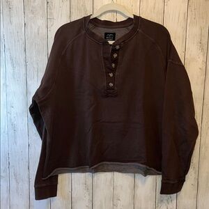 BillaBong Long Sleeve Quarter Button Shirt Size XL Chocolate Brown Pre Owned